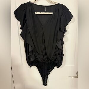Black satin body suit